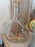 Wooden Carved Hunter and Dog in Bottle- Neat