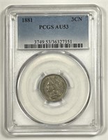1881 Three Cent Nickel 3cN PCGS AU53