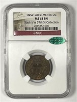 1864 Two Cent Piece LM Stacks NGC MS63 CAC