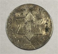 1852 Three Cent Silver 3cS Good G