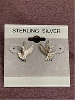 Sterling silver bird pierced earrings
