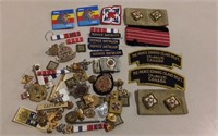 Assorted Military Metal & Cloth Badges, Shoulder