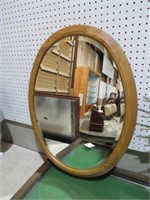 OVAL OAK BEVELED WALL MIRROR