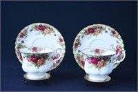 2 Royal Albert Old Country Roses Cups & Saucers