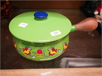 Peter Max enameled saucepan with wood handle and
