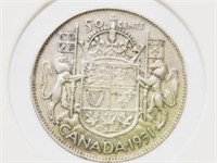 1951 Canadia 80% Silver 50 cent