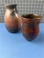 2X HANDMADE CLAY POTS