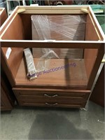 Open front cabinet w/ 2 drawers, 27W x 24D x 34.5T