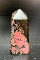 Rhodonite Tower Coated with Pyrite