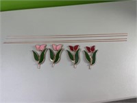 4 stained glass tulips yard stakes - approx 2.5ft