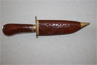 SHEATHED KNIFE WITH BRASS HILT AND LOCK