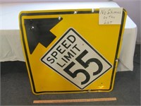 Reduced Speed Ahead 55 MPH Highway Warning Sign