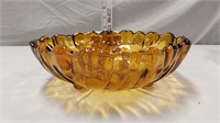 Amber glass sunflower footed bowl