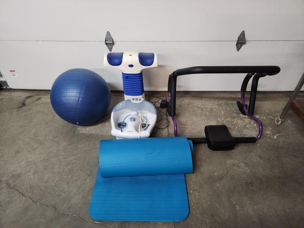 Contin. Motion Massager, Yoga Mat, Exercise Ball,