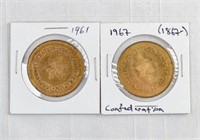 (2) 1967 CONFEDERATION CANADA COINS 100th