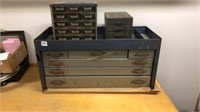 Older metal tool box w/hardware caddies