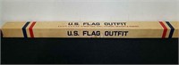 Vintage 3x5 ft US flag two-piece pole, ball,
