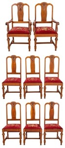 Colonial Revival Dining Chairs, 8