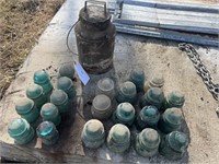 LARGE LOT OF OLD GLASS INSULATORS AND A