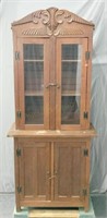 Narrow Antique Oak Cupboard Cabinet
