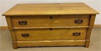 GREAT ANTIQUE ASH COUNTRY TWO DRAWER CHEST