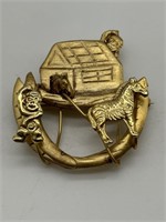 Vintage Gold Tone Noah's Ark Figural Brooch