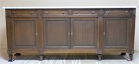 Louis XIV Style Marble Top Mahogany Sideboard.