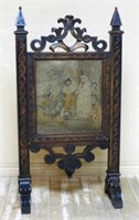 Neo Gothic Needlepoint Tapestry Oak Fire Screen