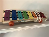 Vintage 1960s Fisher Price Wood Metal Xylophone