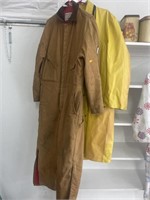 Coveralls and rain coat