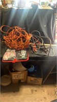 Extension cord, battery charger cables, basket&