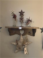 6" X 18" X 5" SHELF WITH JARS AND HANGING STAR