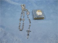 Base Metal Rosary W/Bible Shaped Box