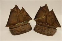 PAIR OF HEAVY BRONZED BLUENOSE BOOKENDS