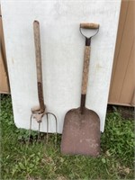 Pitchfork and shovel