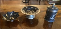 Vintage Cloisene-Style Black Matte Dresser Trays