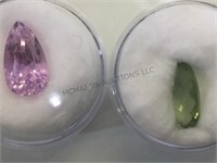Green amethyst & kuntite gemstones