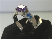 Sterling ring w/ multi gems, size 8