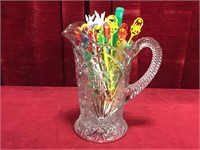 Pitcher of Vintage Swizzle Sticks