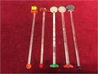 5 Art Glass Stir Sticks