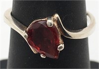 Sterling Silver Ring With Red Stone
