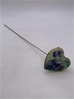 BEAUTIFUL HAND PAINTED FLOWER/HEART HAT PIN