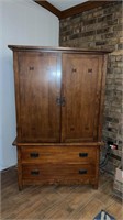 Mission style armoire, 2 pieces, used as tv