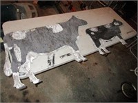 2 Wood Cow & Calf Decorations - Weathered