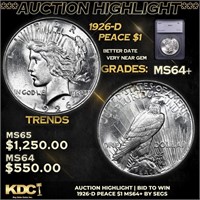 ***Auction Highlight*** 1926-d Peace Dollar 1 Grad