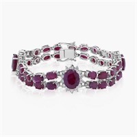 14K WHITE GOLD 29.73CT RUBY 1.65CT DIAMOND BRACELE