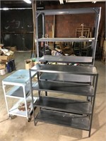 Metal Shelves & Rolling Cart