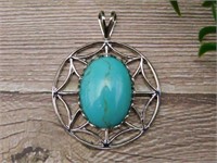 TURQUOISE SPIDERWEB PENDANT ROCK STONE LAPIDARY SP