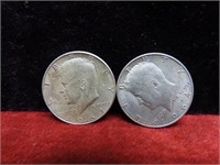 (2)1964 90% Silver Kennedy half dollars.