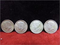 (4)40% Silver Kennedy half dollars.